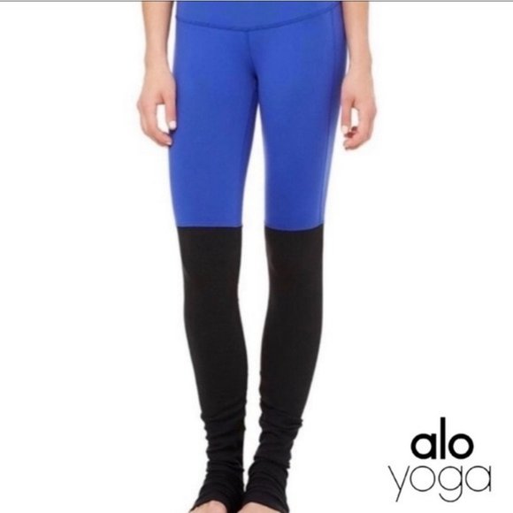 ALO Yoga Goddess Ribbed Leggings Blue and Black XS - Picture 3 of 7